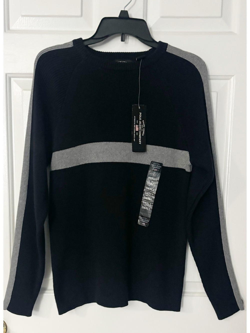 Polo Ralph Lauren Men's Sweater Black & Grey Sz Small, Thick, New With Tag
